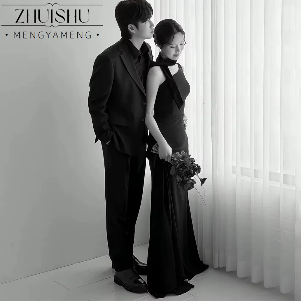 ZHUISHU Elegant Black Mermaid Evening Dresses Korea Wedding Photo Shoot One Shoulder Long Party Dresses Zip Customized 2026