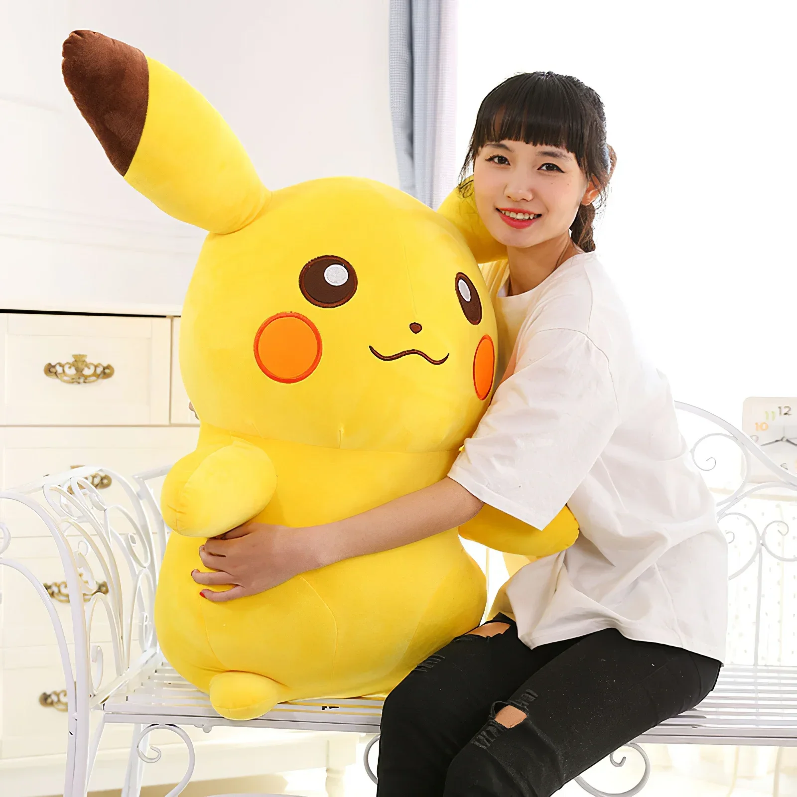 65cm Japan Anime Pokémon Pikachu Plushies Doll Pillow Kawaii Smile Pikachu Plushies Toy Big Size Soft Stuffed Girl Birthday Gift