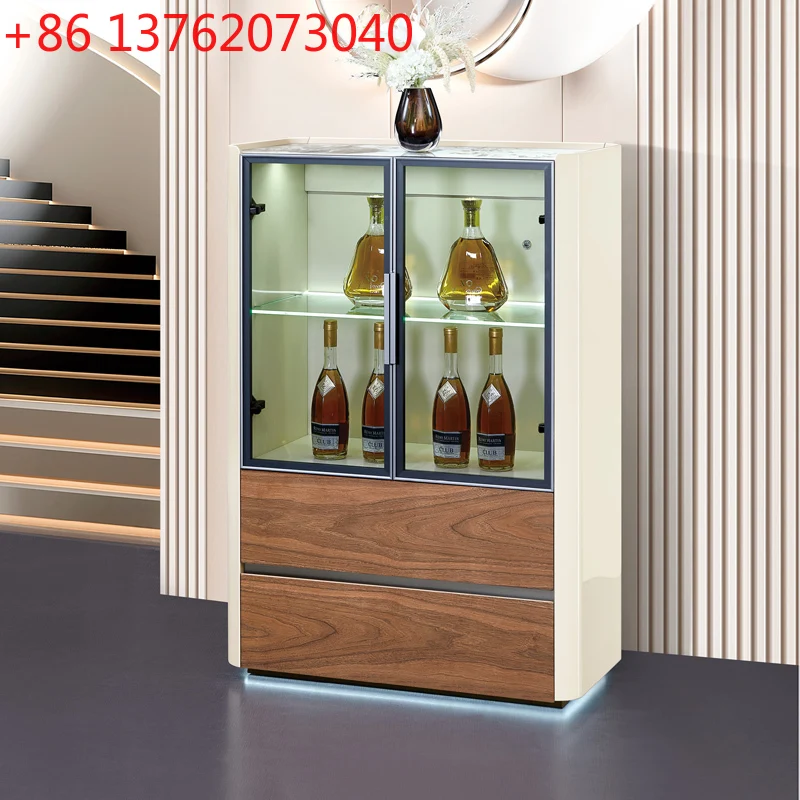 

Простой светлый роскошный винный шкаф с двойной дверью для гостиной, настенный шкаф со стеклянной дверью