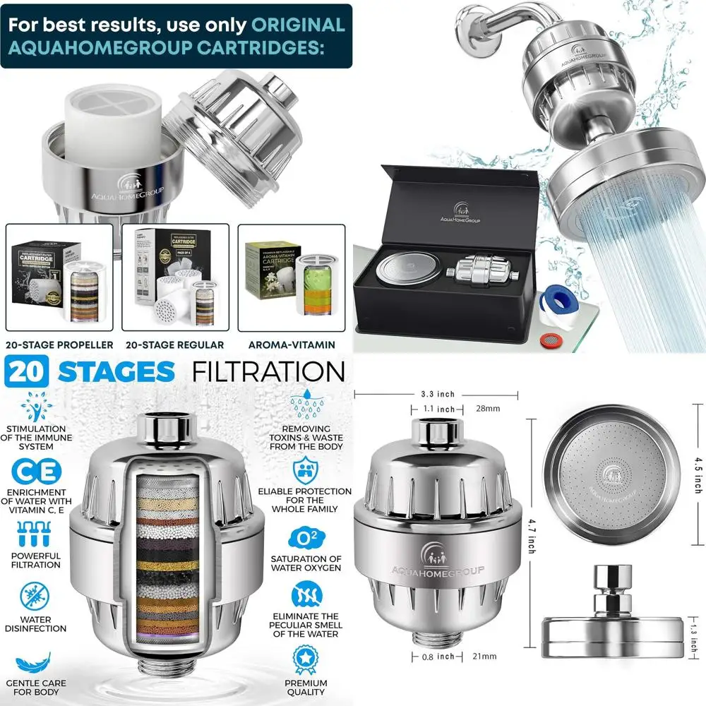 

High-Output 3-Stage Shower Filter Set for Hard Water, Removes Chlorine and Impurities