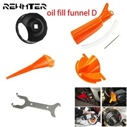 Motorcycle Oil Funnel Primary Case Oil Fill Filter Funnel Cap Wrench Rear Shock Spanner Wrench Tool Kit For Harley