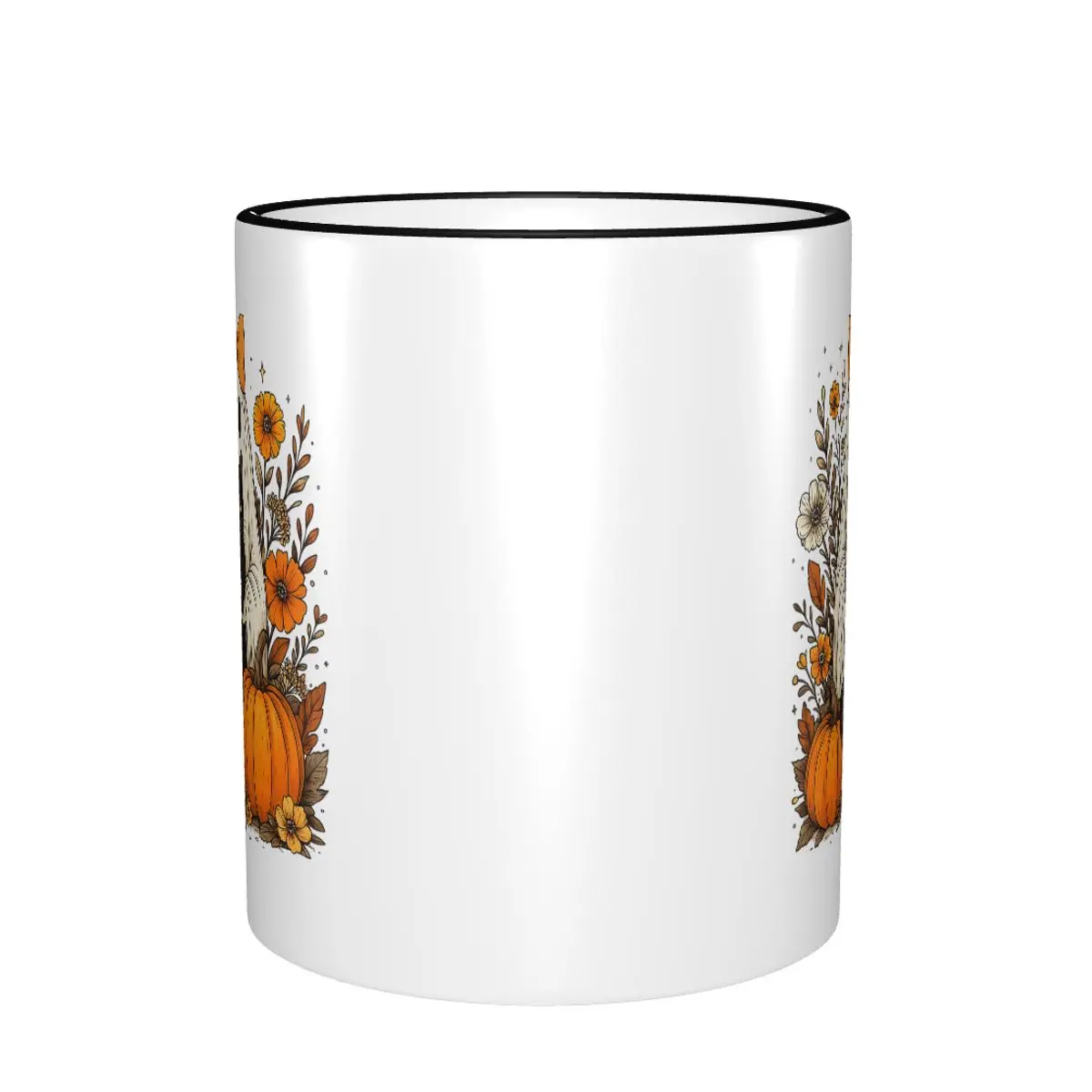 2025 Vintage Halloween Ghost Holding Black Cat Accessories Mugs Kawaii Groovy Floral Tea Cup