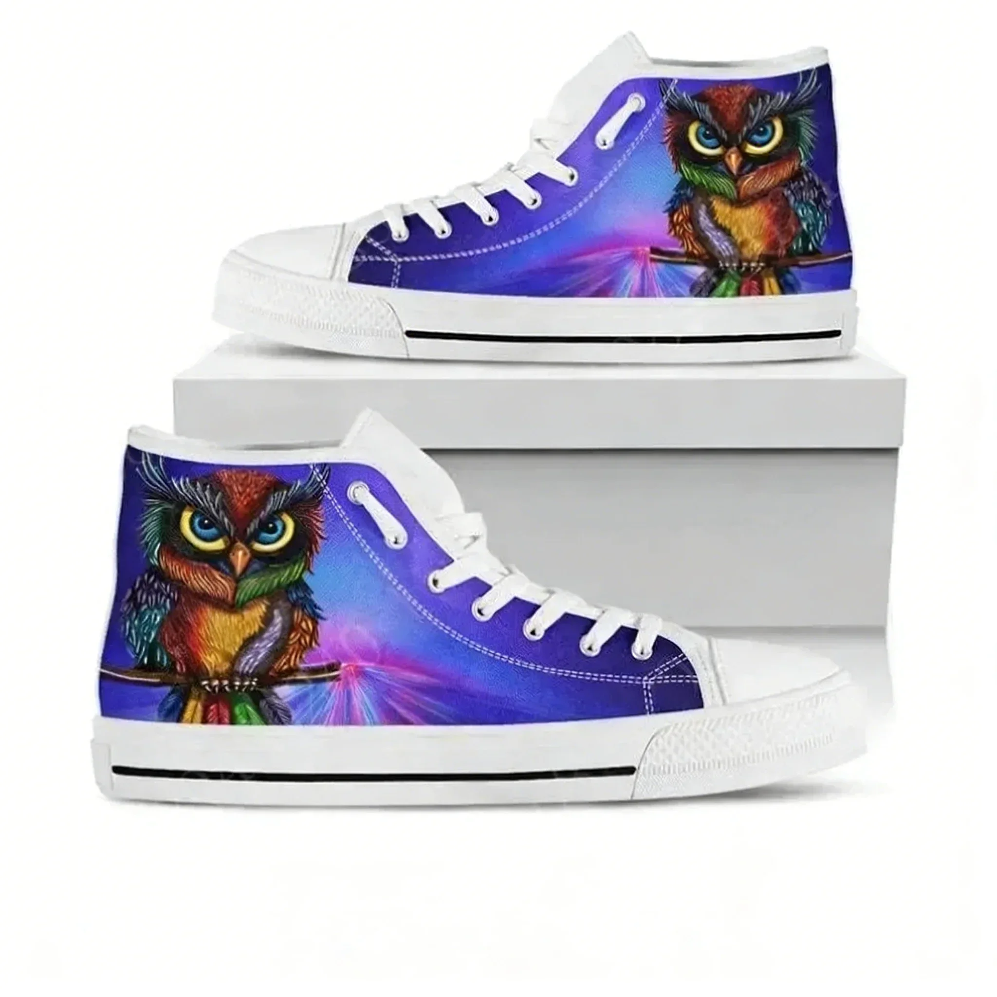 Кроссовки-кеды унисекс Owl High Top из высококачественного канваса для повседневной носки на улице, индивидуальный дизайн, парные модели