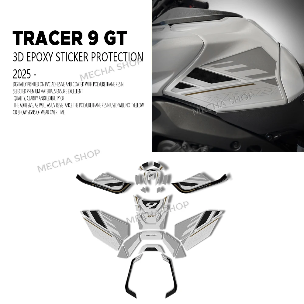 

For Tracer 9 GT Tracer 9GT Tech Black Accessories Motorcycle Protection Kit 2025- 3D Tank Pad Sticker