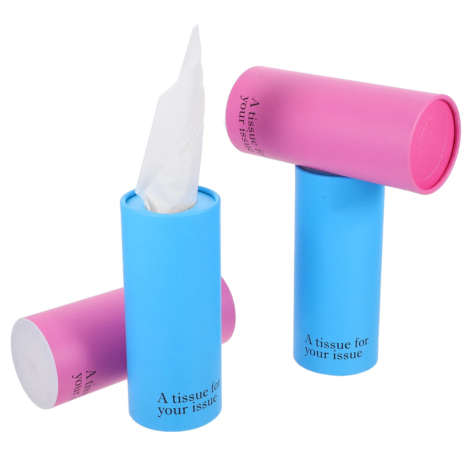 4pcs Car Cup Holder Round Portable Cylinder Refillable Car-Mounted Tube Tissue Container Travel Use Soft Wood Pulp Tissues