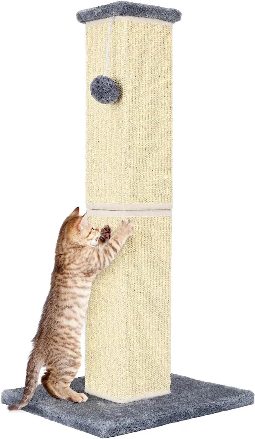 

Cat Scratching Post 32 Inch for Indoor Large Cats and Kitten, Nature Sisal Tall Cat Scratch Post, Sisal Cat Scratcher