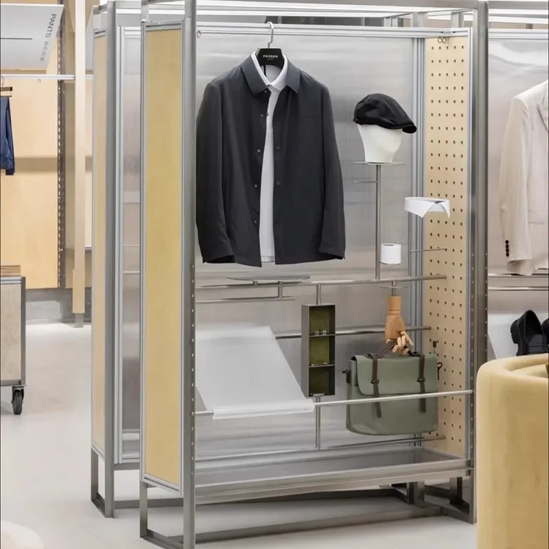 Clothing display rack Simple clothing store Floor-to-ceiling clothing pole Commercial hanging shelf