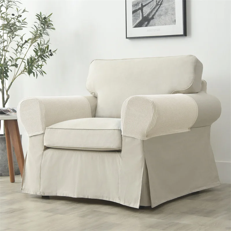 2-teiliges Set Stretch-Sofa-Armlehnenbezug Polar Fleece Schmutzabweisender Couch-Sessel Möbelschutz-Bezüge Einfarbig Wohnungsdekoration – Detail 9