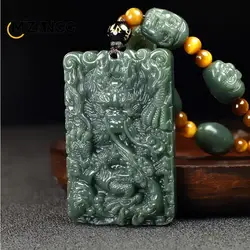 Natural Hetian Jade Zodiac Dragon Pendant Green Jade Dragon Brand Men's Jade Necklace Hand-carved Fashion Jewelry Lucky Charms