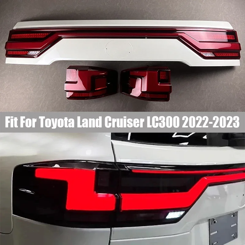 Taillight Assembly Suitable for Toyota Land Cruiser LC300 2022-2023 Modified Dynamic LED Through Taillight Assembly Accessories