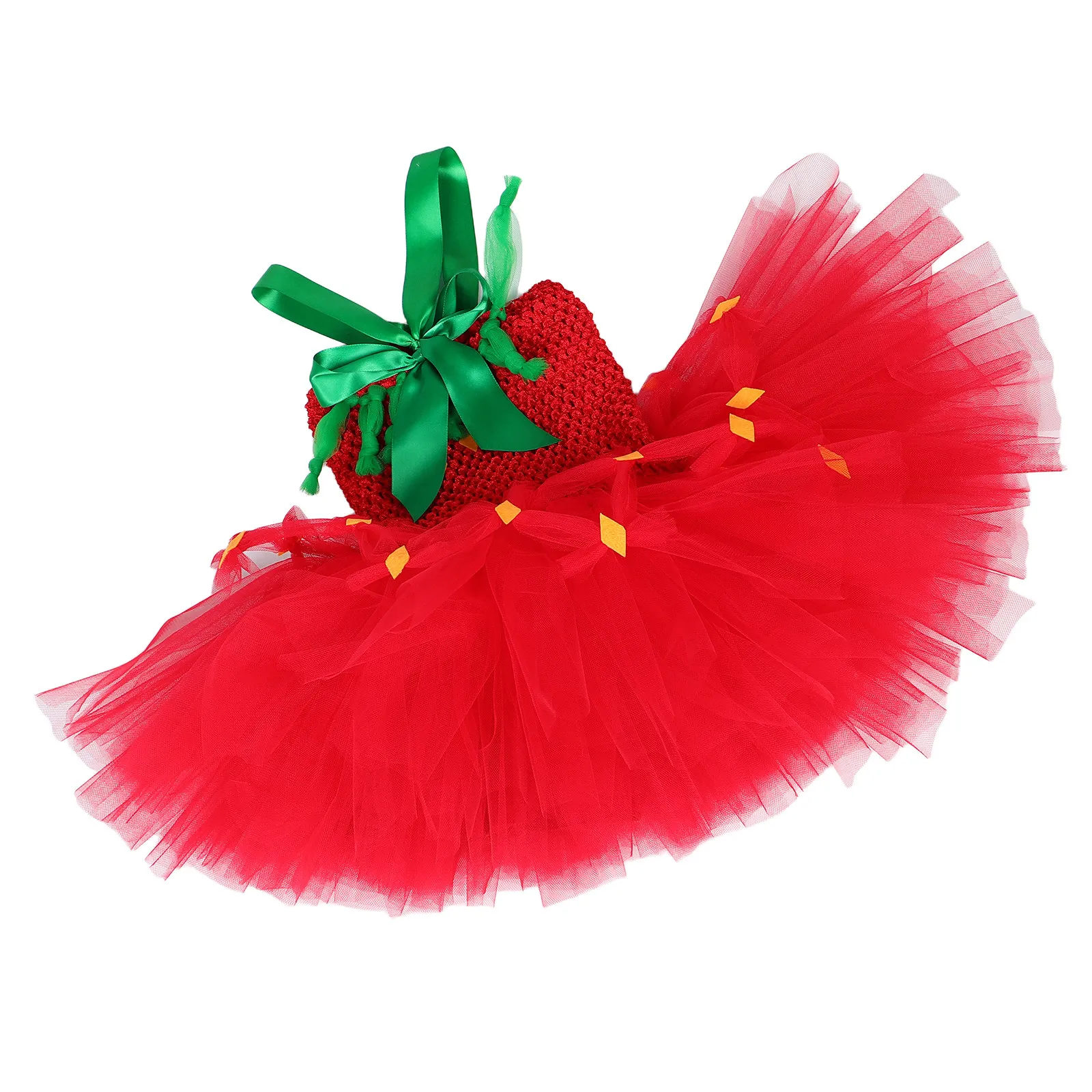 Red Toddler Princess Tutu Dress Girls Holiday Party Mesh Costume Short Skirt Elegant Birthday Performance Outfit Stylish Tulle