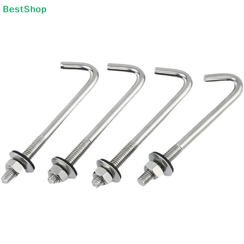 304 Stainless Steel M5 M6 L Hook Bolts With Matching Nuts Washers For Industrial Construction Home Hanging