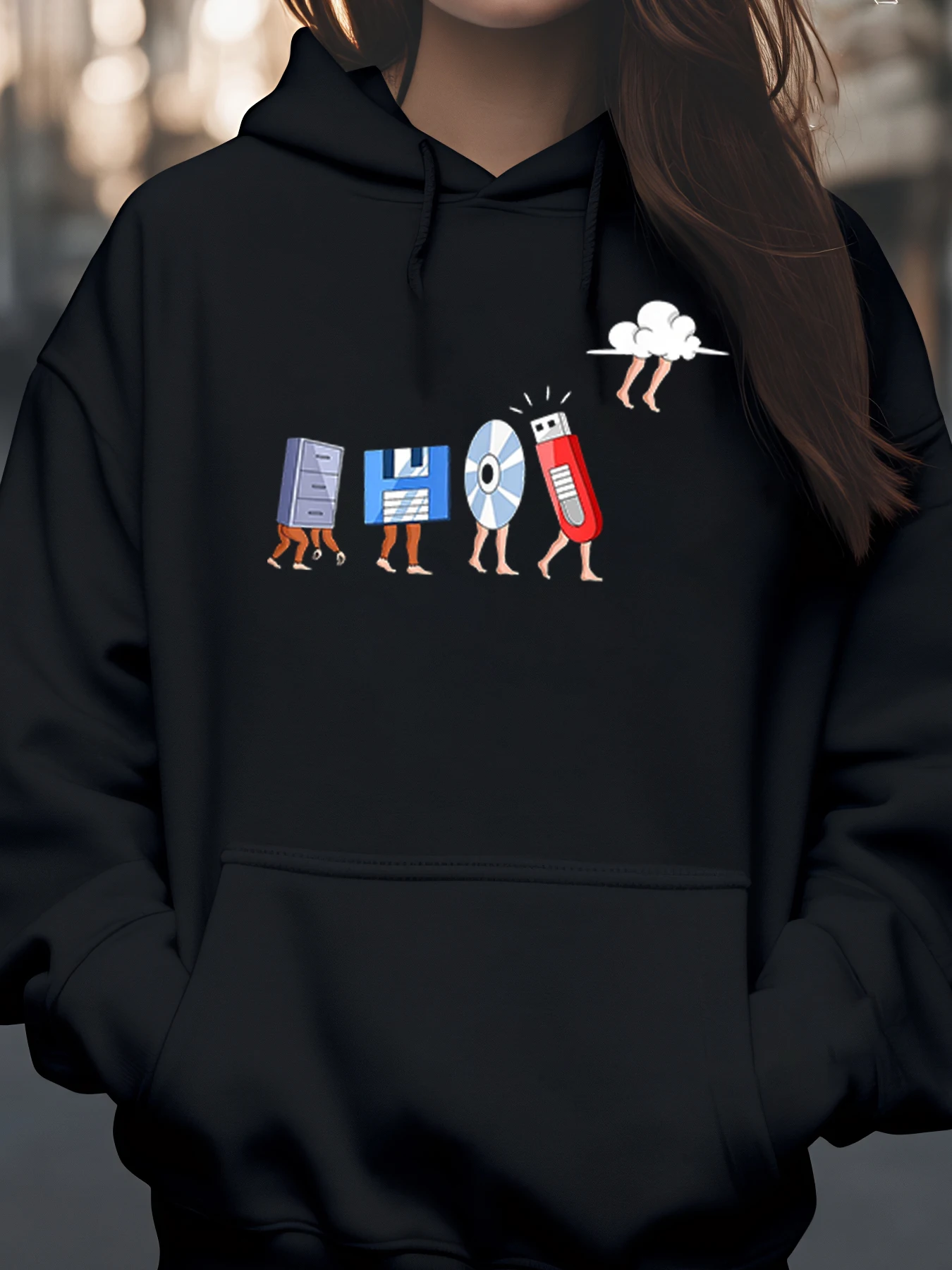

Толстовка с капюшоном для прогулок в стиле ретро Tech Icons, повседневная одежда на Хэллоуин, женская мода