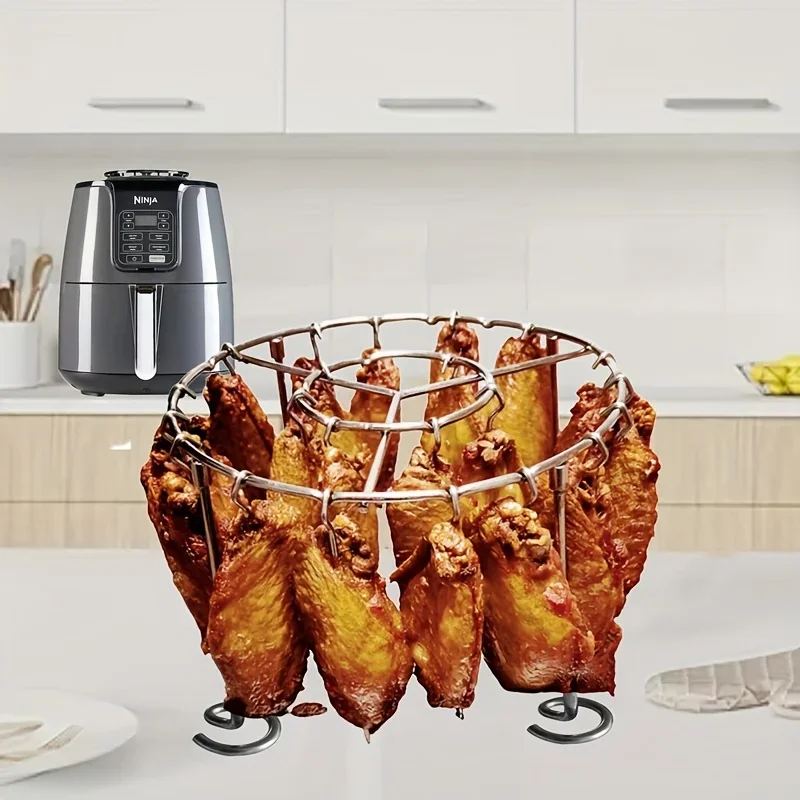 Estante para parrilla Vertical de acero inoxidable, soporte para brochetas, accesorio para freidora de aire con 23 brochetas, ad