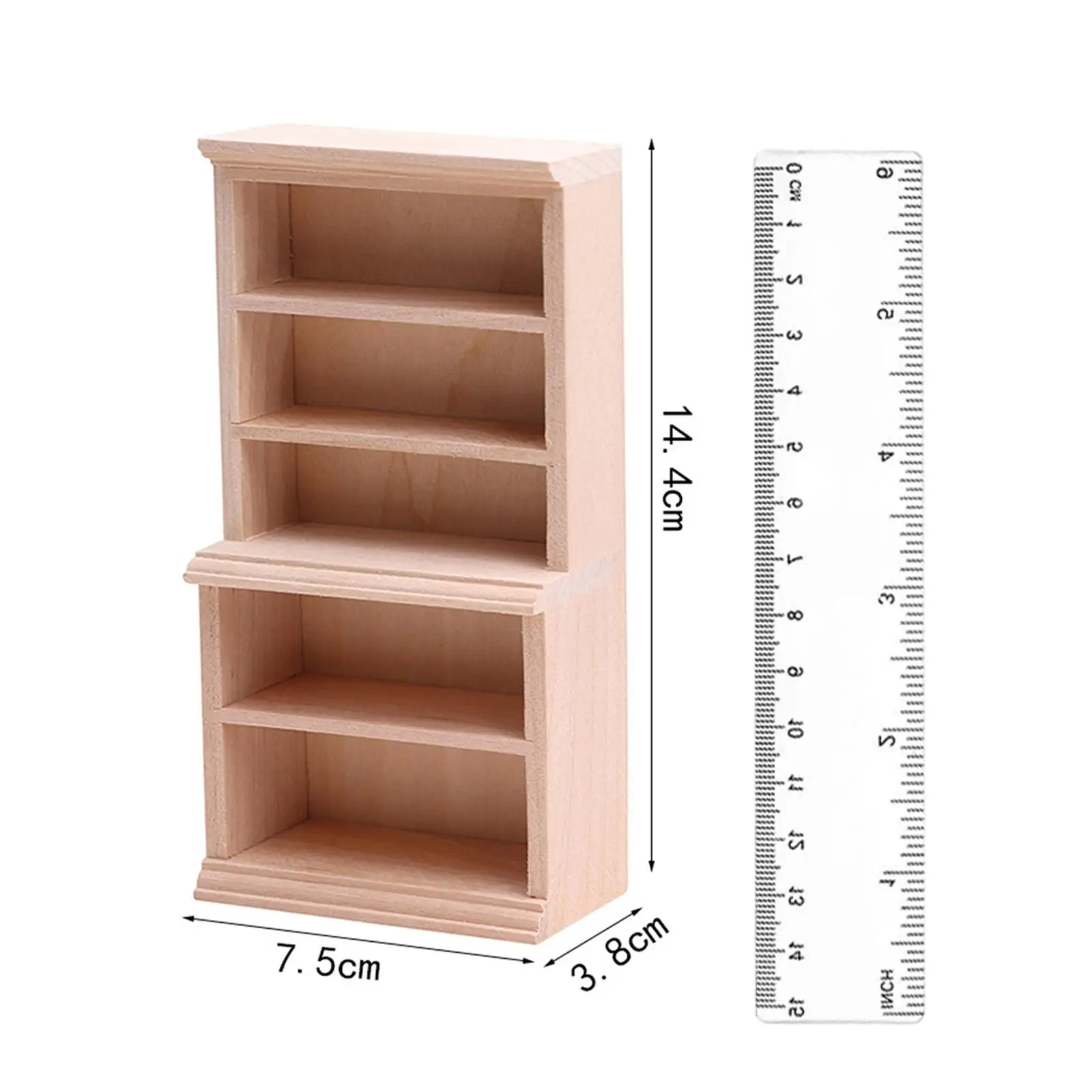 Dollhouse Miniature Wooden Floating Shelf Bookshelf 1 12 Scale Furniture for Doll House Decor Pretend Play Bedroom Scene Accs