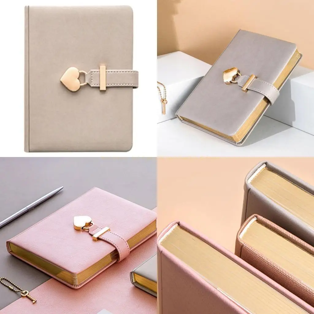 

B6 Notebook Notepad Heart Lock Leather Cover Journal Diary Planner Stationery Agenda