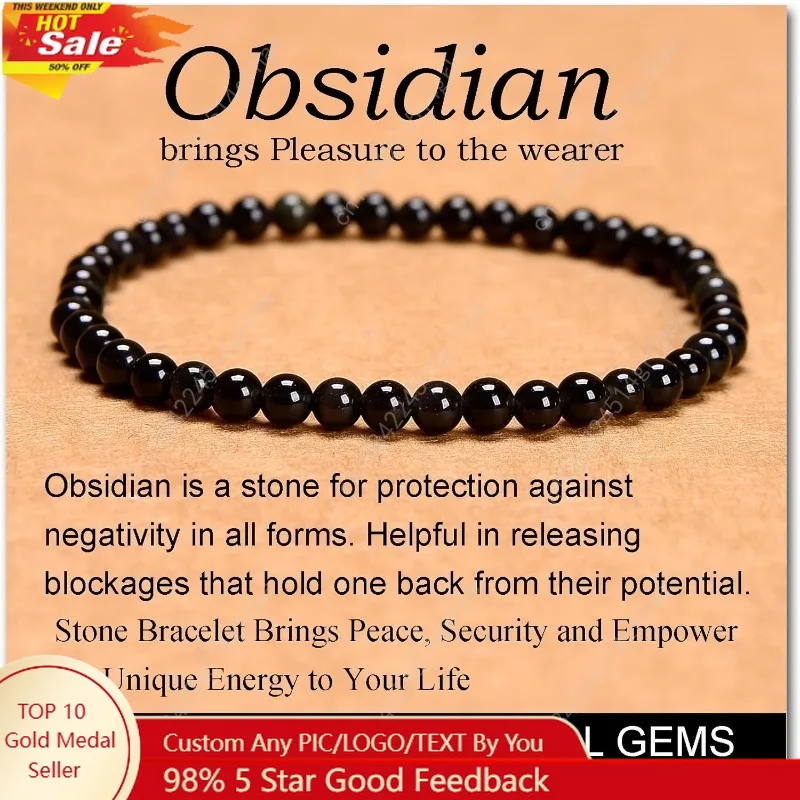 

Handmade Yoga Stretch Elastic Bracelet Natural Stone Crystal Healing Power Energy Gifts for Unisex Adult 4mm 6mm 8