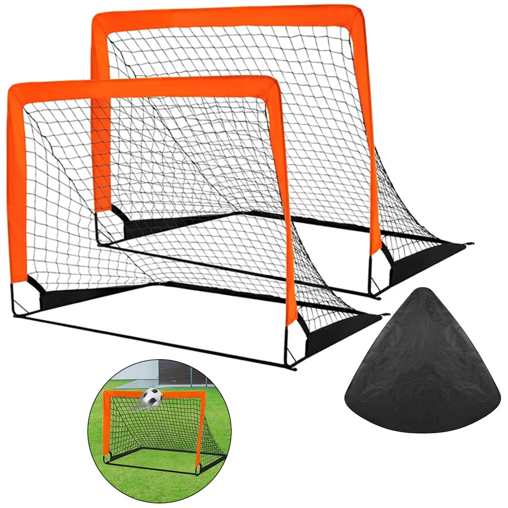 2pcs Portable Kids Soccer Goals for Backyard Youth Outdoor Sports Games Training Equipment Football Net