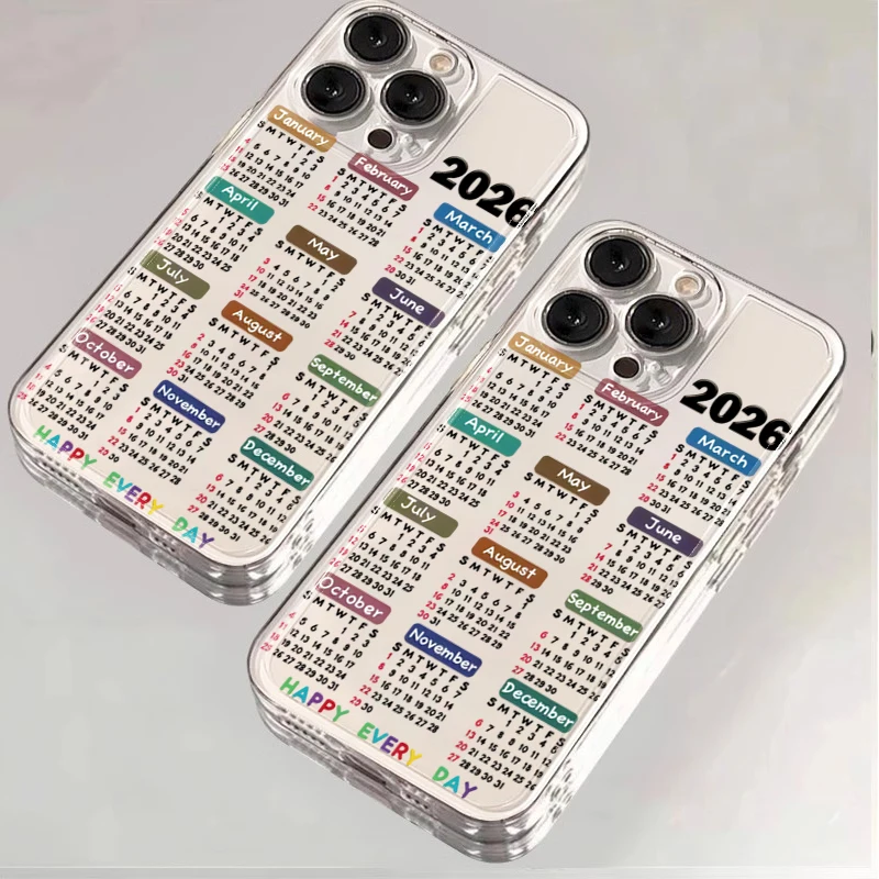 2026 Calendar Sunlight Painting Transparent Phone Case for IPhone 13 11 12 14 15 16 17 Pro Max Air 7 8 Plus X XS XR 16e SE Cover - view 6