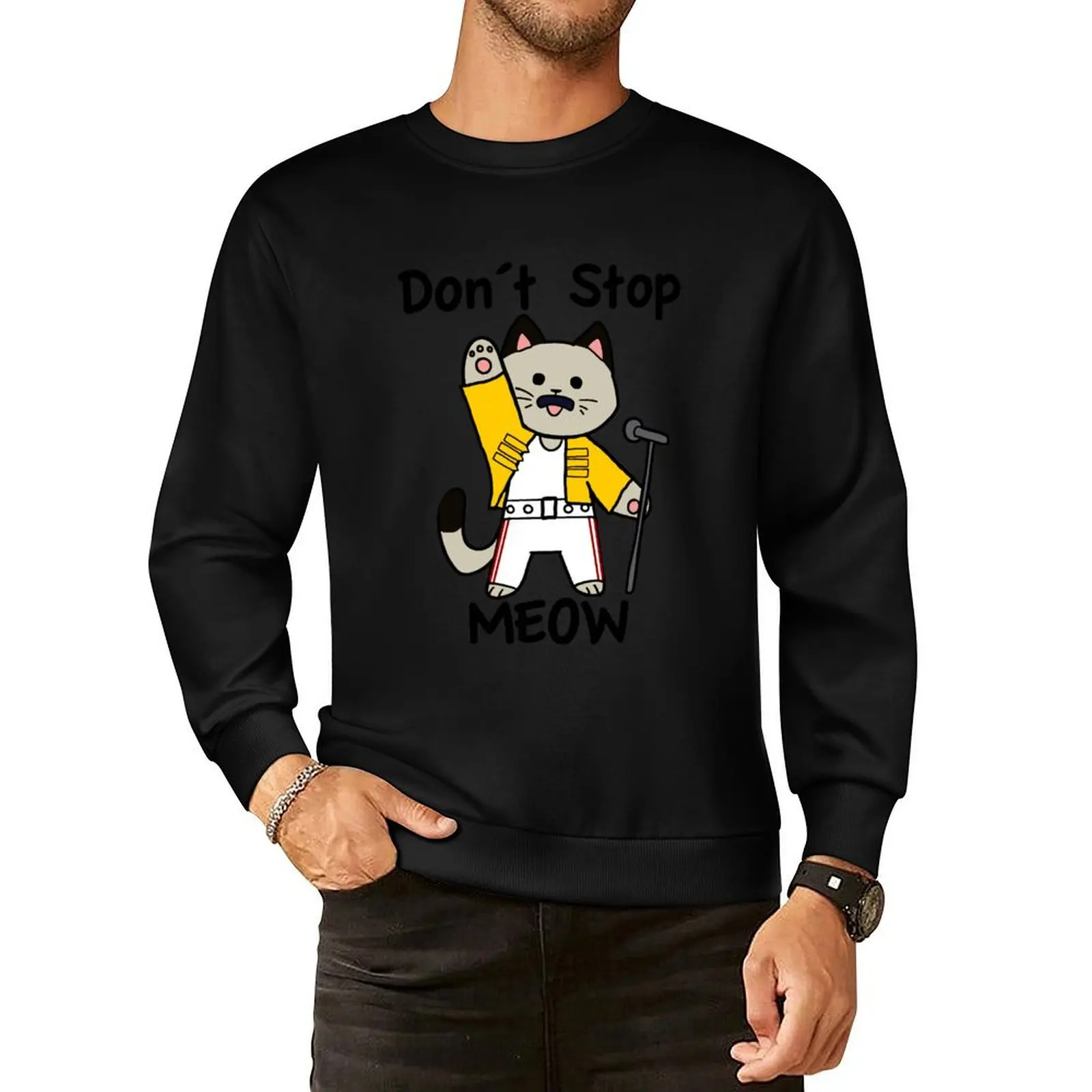 Don′t Stop Meow Pullover Hoodie men's autumn clothes autumn clothes anime clothes men wear anime sweatshirt