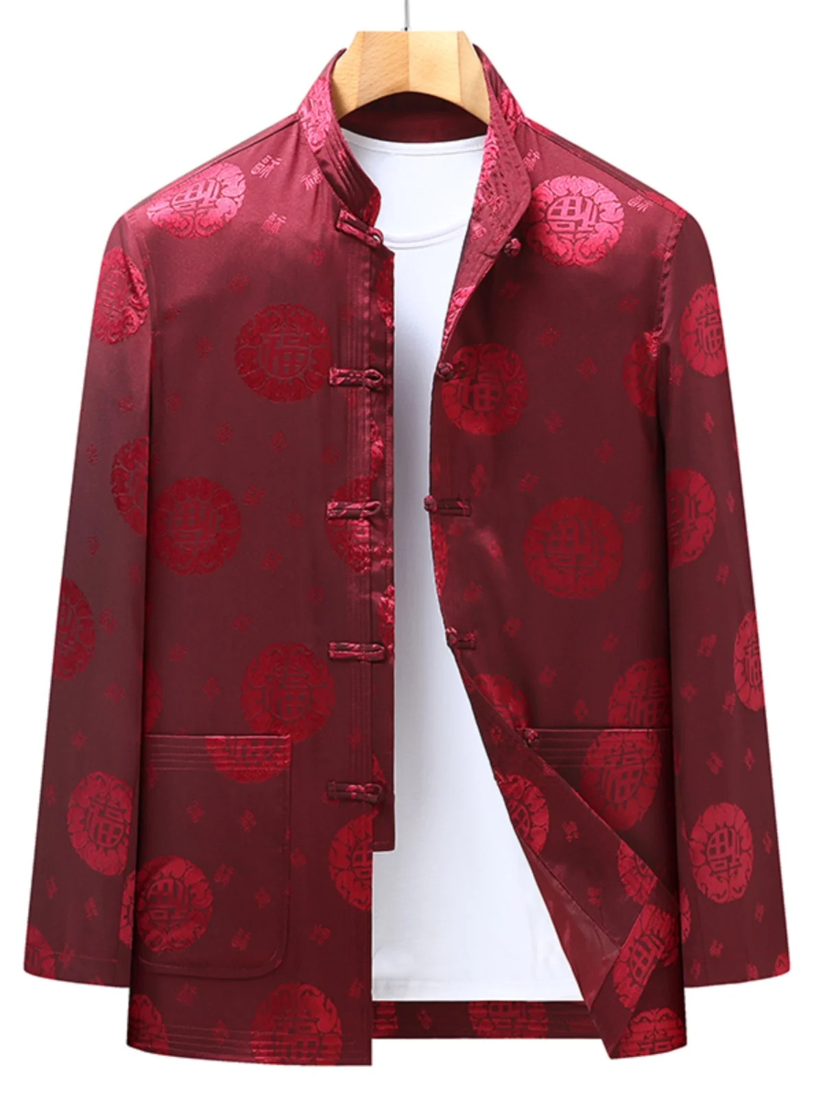 

High-End Men's Jaet Coat Thiened Casual Red Fce Lined Autumn Wear for Middle-Aged And ly Faionable Ci Sle