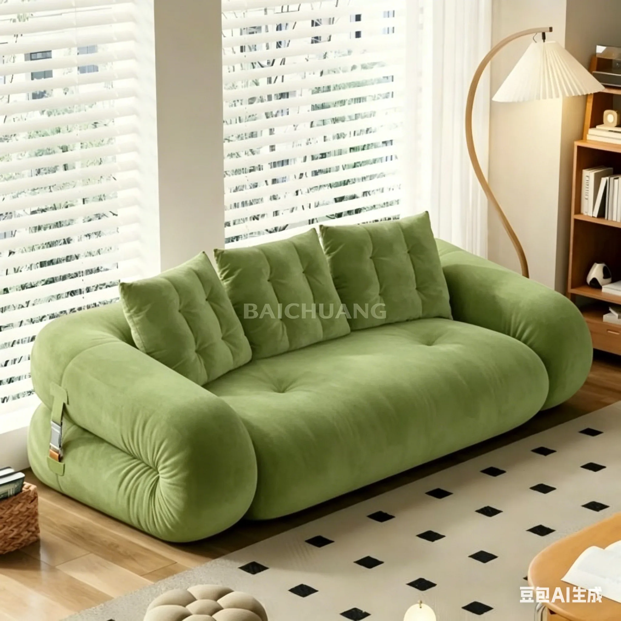 소파диванLuxury 3 Seater Modular Sofa Bed Velvet Memory Foam Convertible 2 in 1 Design Compressed Vacuum Packaging for Home Office