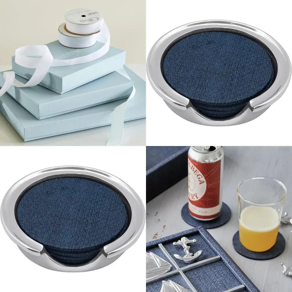 

Набор подставок для бокалов ручной работы из мексиканского синего текстиля, коллекция винных тарелок из искусственного травяного полотна Signature