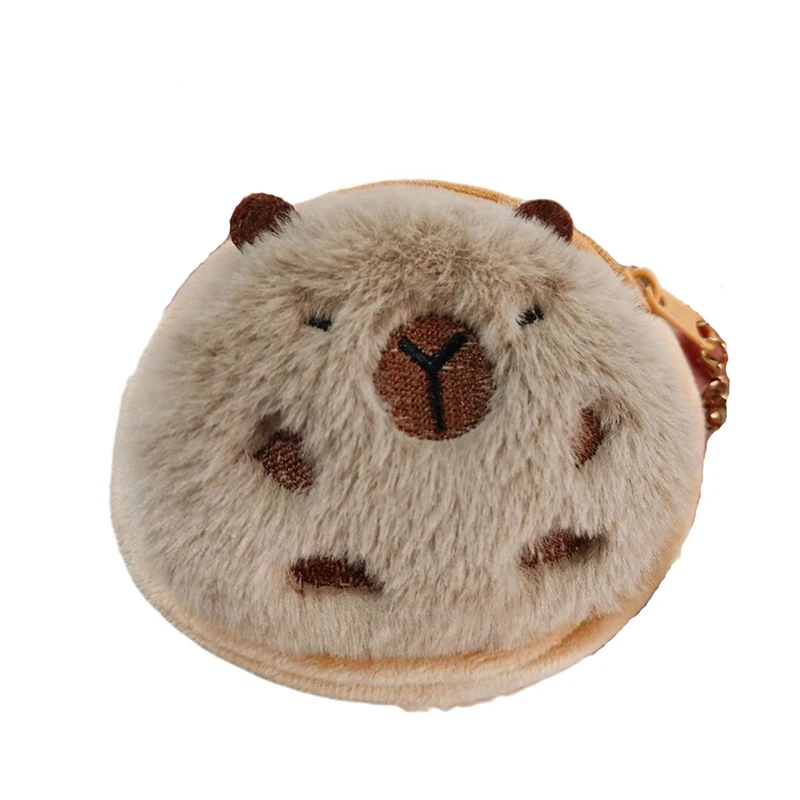 Fun Cute Small Animal Wallet Cartoon Capybara Plush Coin Purse Money Change Pouch Girls Kids Lovely Headphone Storage Bag Gift