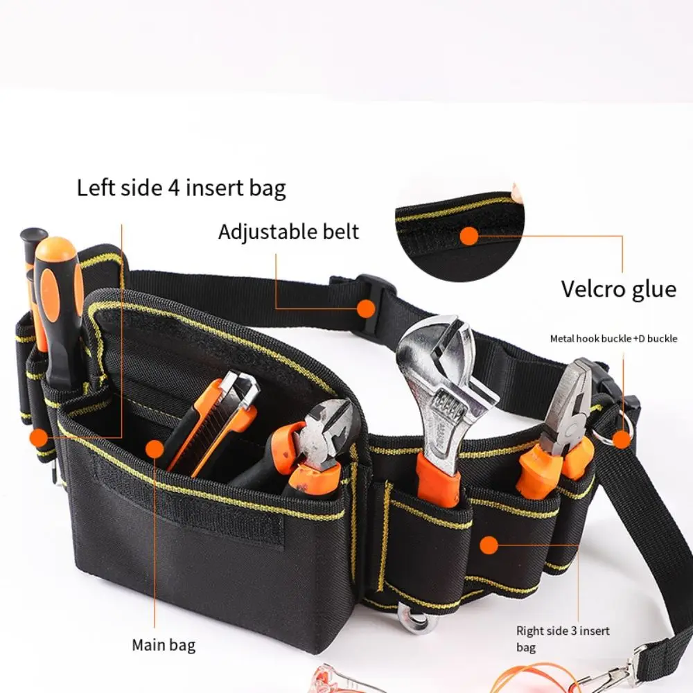 

Multi-pocket Hardware Tool Kit Multi-functional Wear-resistant Electrician's Tool Bag Sturdy Large Capacity Waist Pack Man