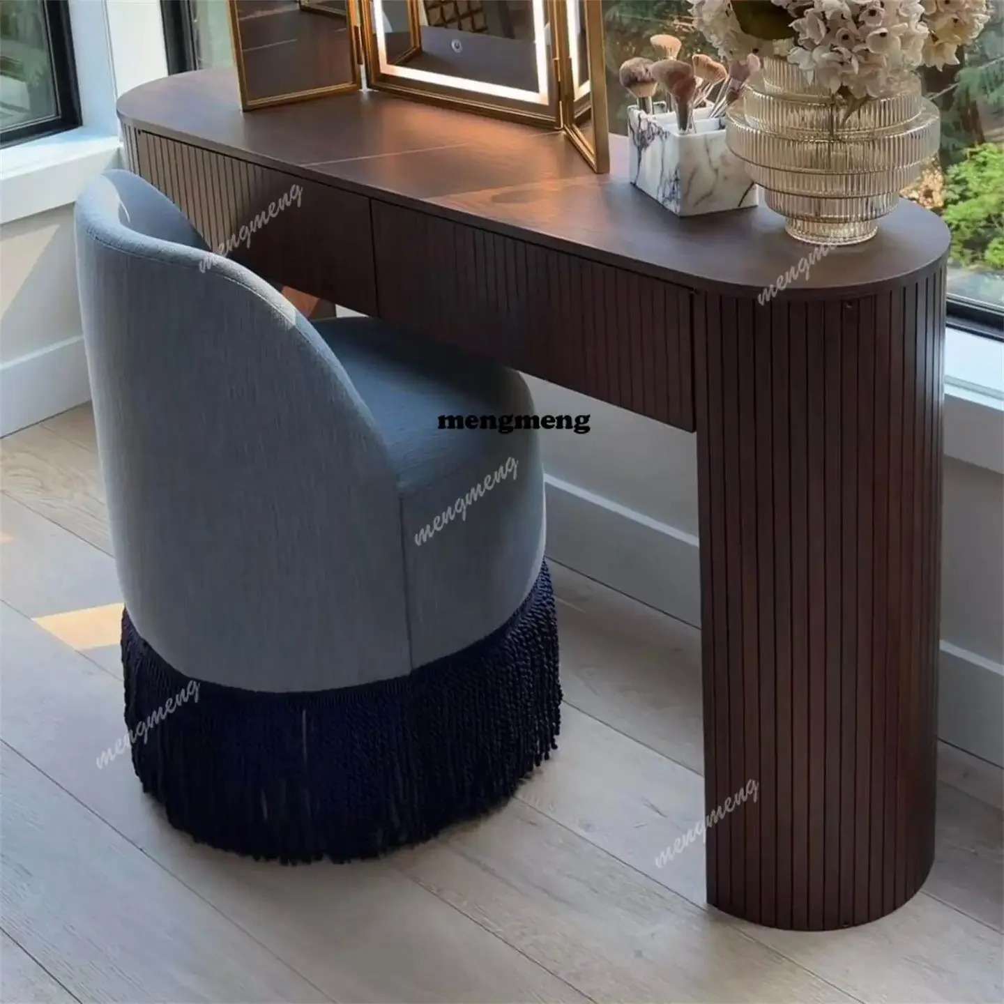 Hot sales French retro entrance table dark wood decorative table household striped entrance cabinet