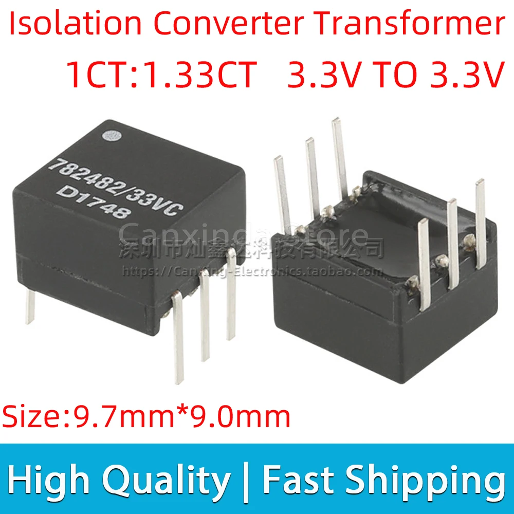 782482/33VC 782482 33VC Signal Power Pulse Converter Transformer 1CT:1.33CT 3.3V TO 3.3V  4KV 4000V Isolation Pulse Transformer