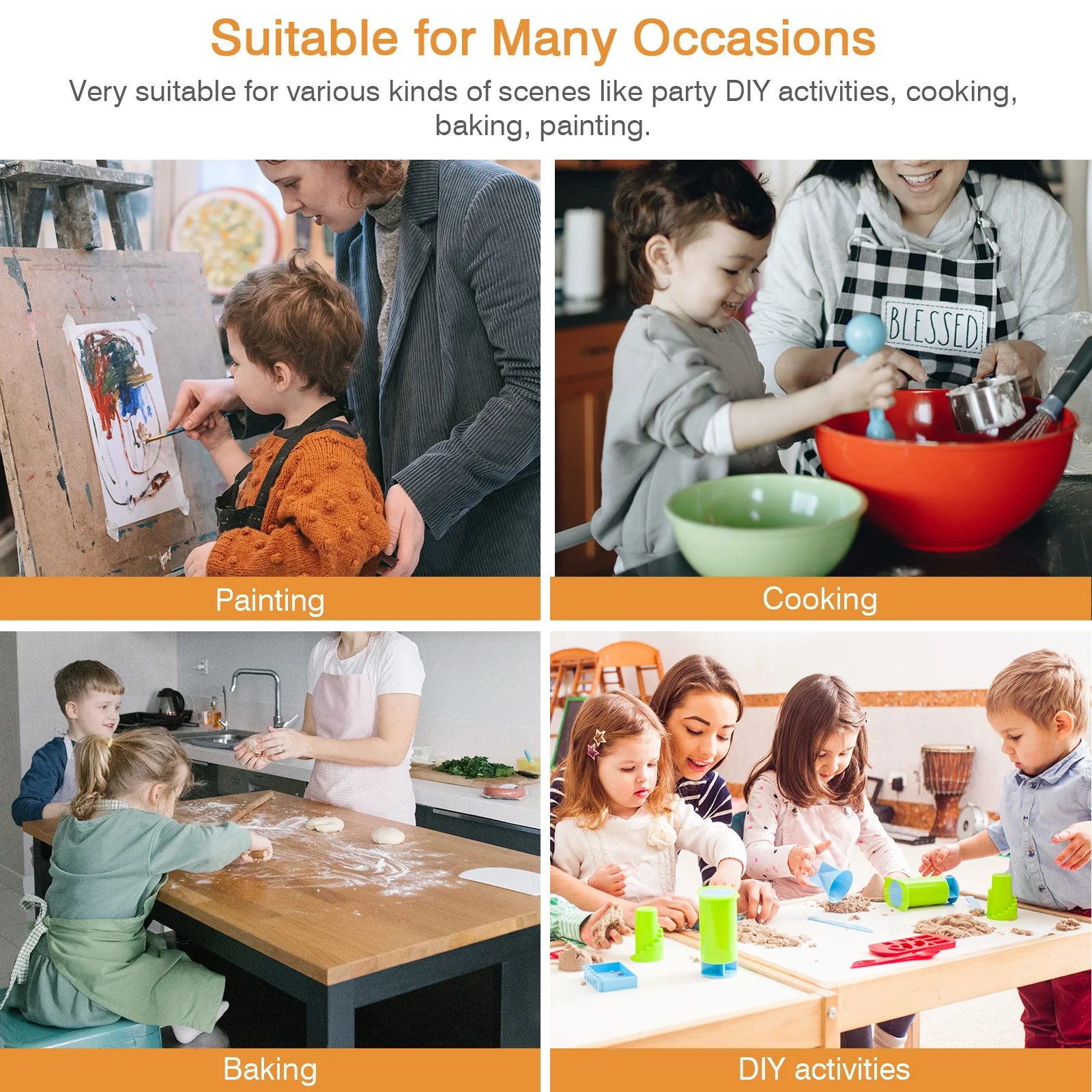 

1 set Chef Hat Apron Set For Kids Kitchen Baking Role Play Costume With Cooking Utensil Pocket Sleeveless Career Learning For