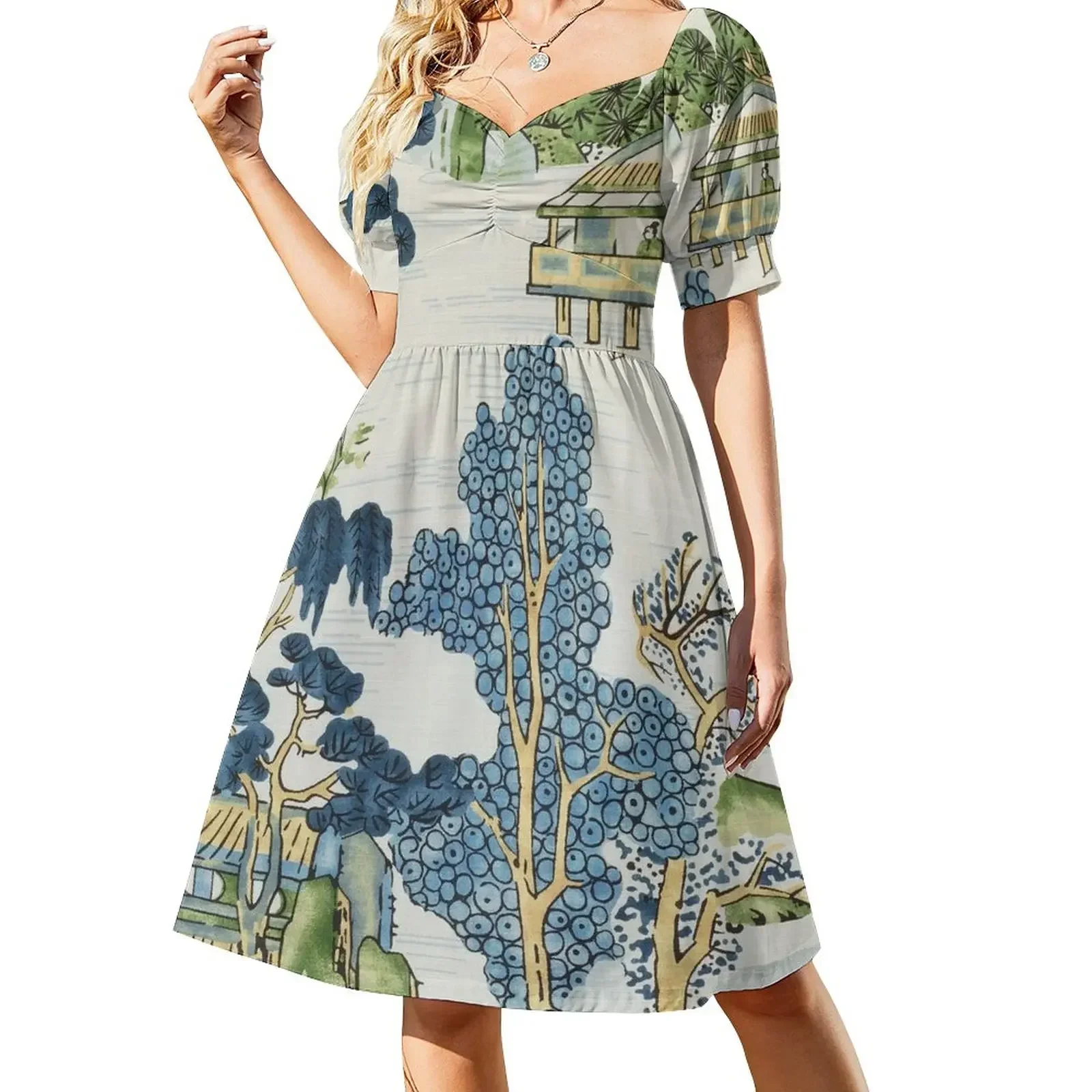

Chinoiserie classic Short-Sleeved Dress Women's summer dress long sleeve dress Bridesmaid woman