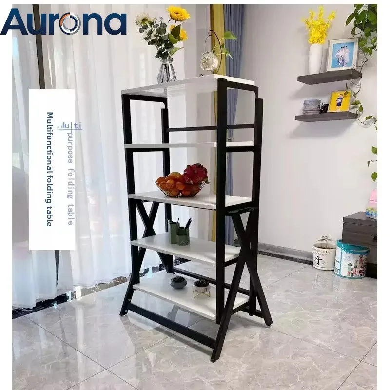 【Professtional】Folding Table Deformed Dining Apartment Multifunctional Shelf Foldable Rotating Flower Stand Multipurpose Folding