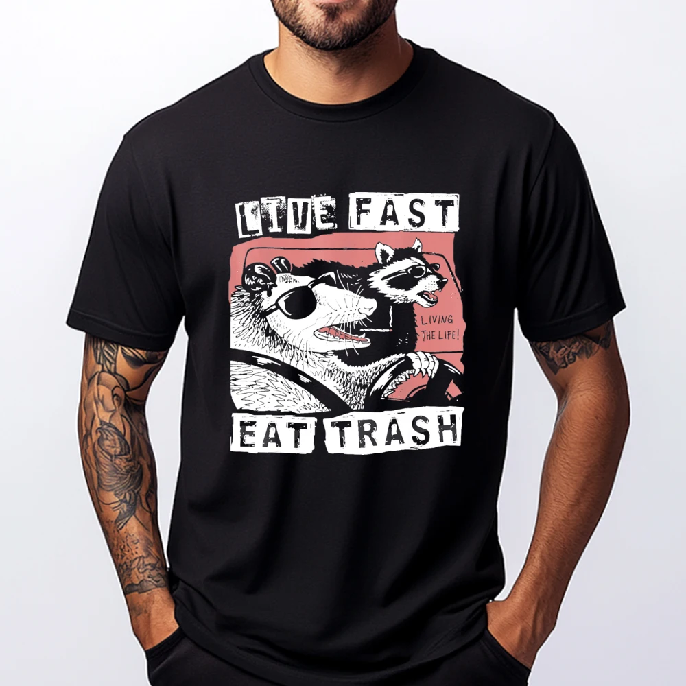 

Funny Possum Raccoon Live Fast Eat Trash Cats Squad Shirts Graphic Tee Shirts T Shirt HOLIDAYS