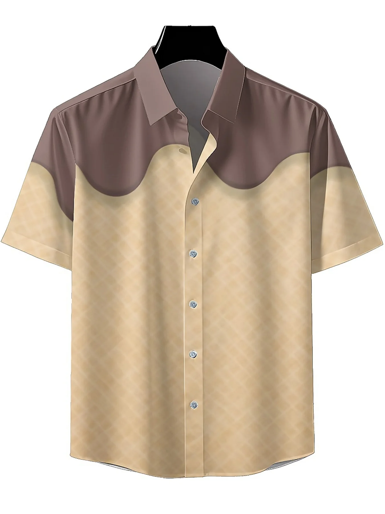 Men's Plus Size Hawaiian Shirts Sweet Chocolate Wafer pattern, Summer Casual Tops, Suitable for Outdoor and Party, Streetwear