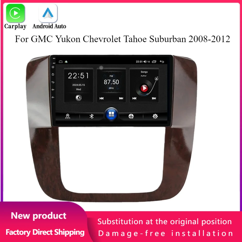 

For GMC Yukon Chevrolet Tahoe Suburban 2008-2012 Android 14 Car Radio 4G GPS Wireless Bluetooth Carplay Multimedia Touch Screen