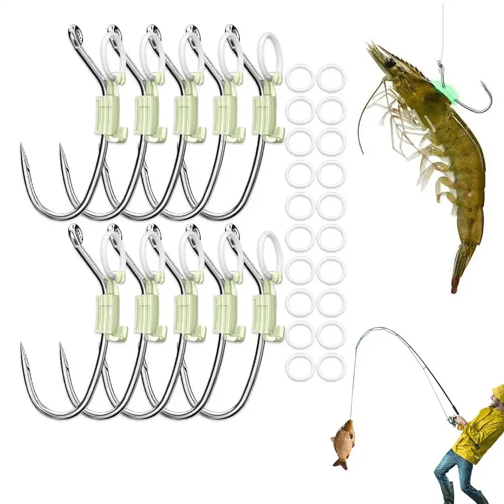 

10Pcs Luminous Live Shrimp Hooks High Strength Sea Fishing Hooks Sturdy and Durable Fishing Tools Fishing Accessories