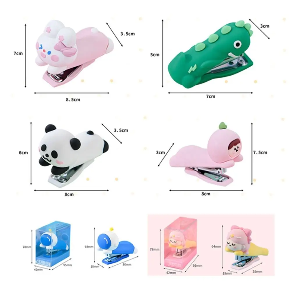 Use 10# Staples Stapler Mini Portable Effortless Long Stapler Panda/Astronaut/Dinosaur Labor-saving Manual Binding Tool