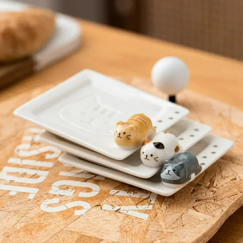 

3D Cat Soy Sauce Dish Creative Ceramic Cute Animal Cat Shape Home Kitchen Tableware Soy Sauce Vinegar Snack Dipping Dish New