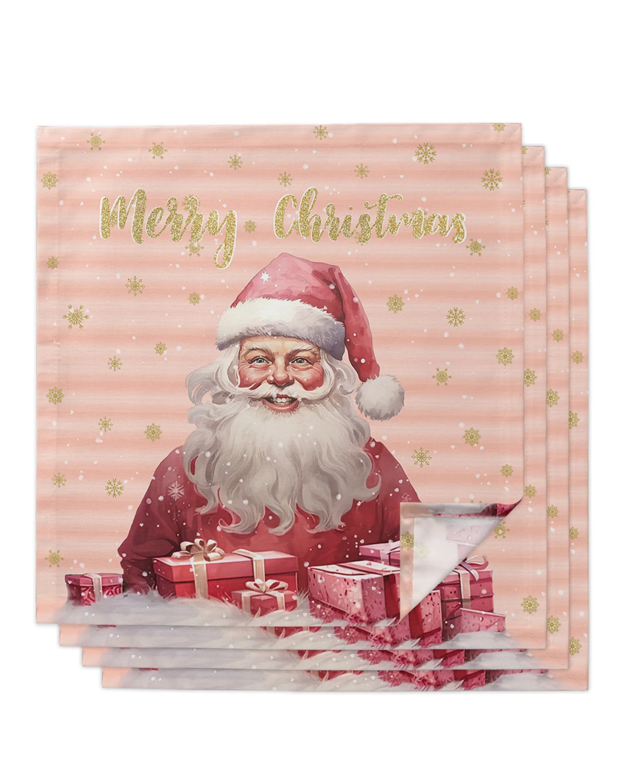 4/6/8pcs Christmas Santa Gifts Snowflakes Table Napkins Cloth Restaurant Table Napkins Wedding Banquet Decor Cloth Napkins