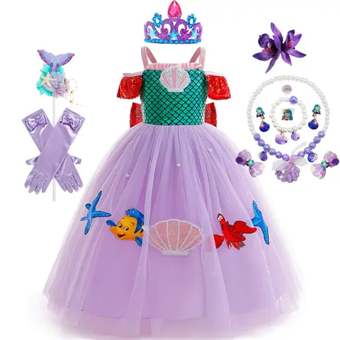 Mermaid Cosplay Princess Dress Ariel Ball Gown Kids Birthday Charm Carnival Costume Girls Stage Performance Fancy Clothes