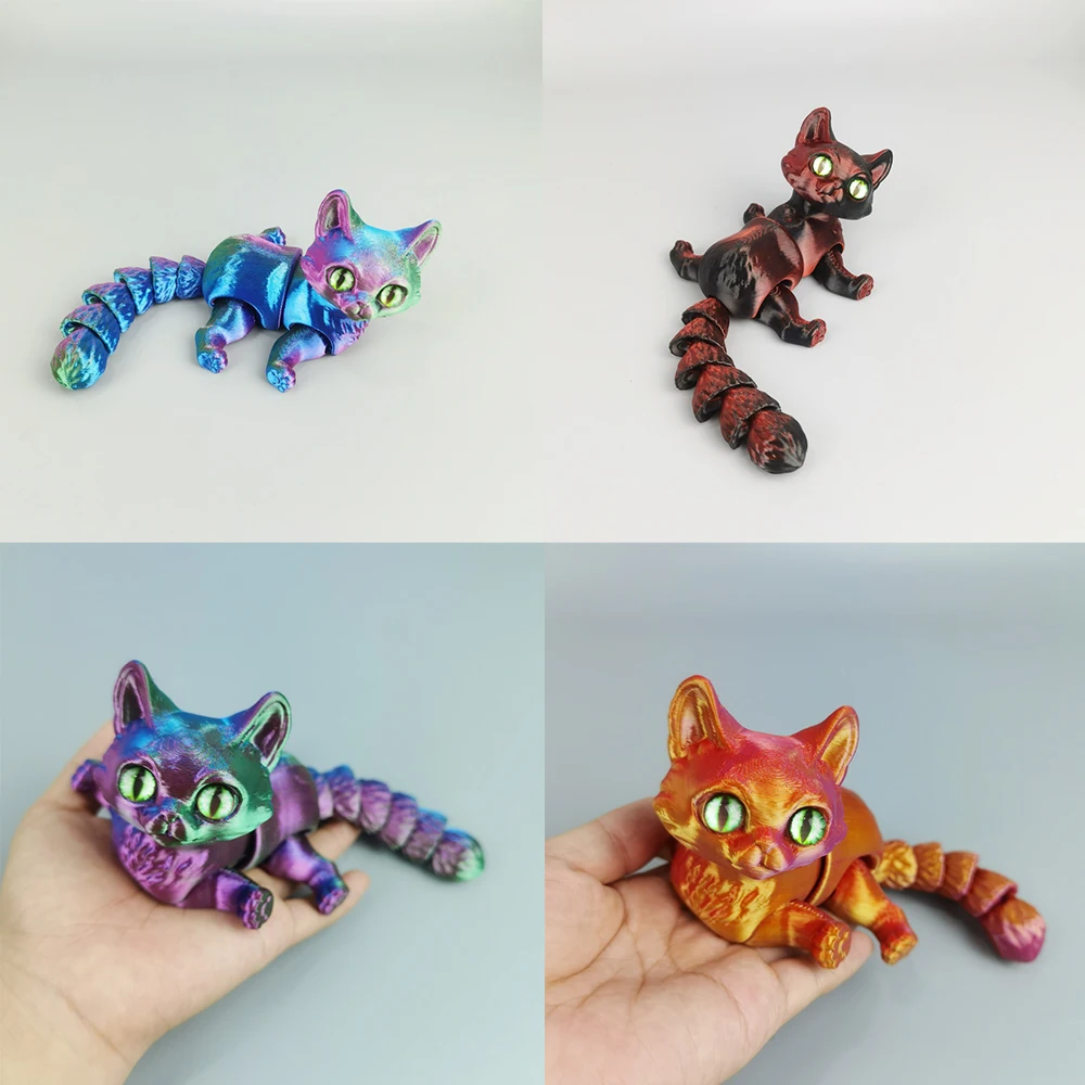 Juguetes impresos en 3D para niños, modelo de gato, figuras móviles de Múltiples articulaciones, adorno de animales, creatividad decorativa, escritorio, regalos novedosos, juguete de bolsillo