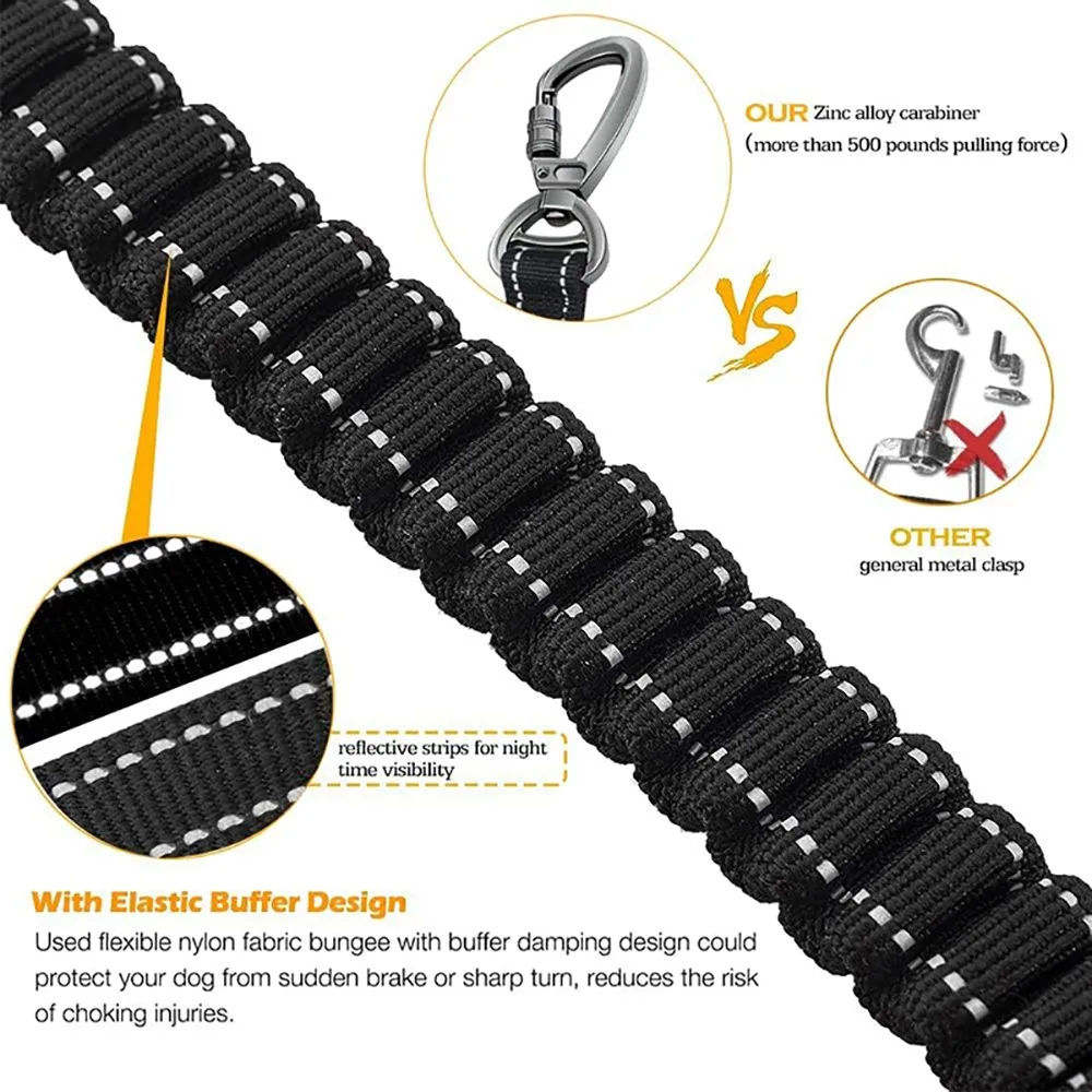 Robuste Bungee-Hundeleine, 4-in-1-Multifunktions-Trainingsleine mit Autositzgurt, Hundezubehör, Hundeleine für mittelgroße Hunde – Detail 6