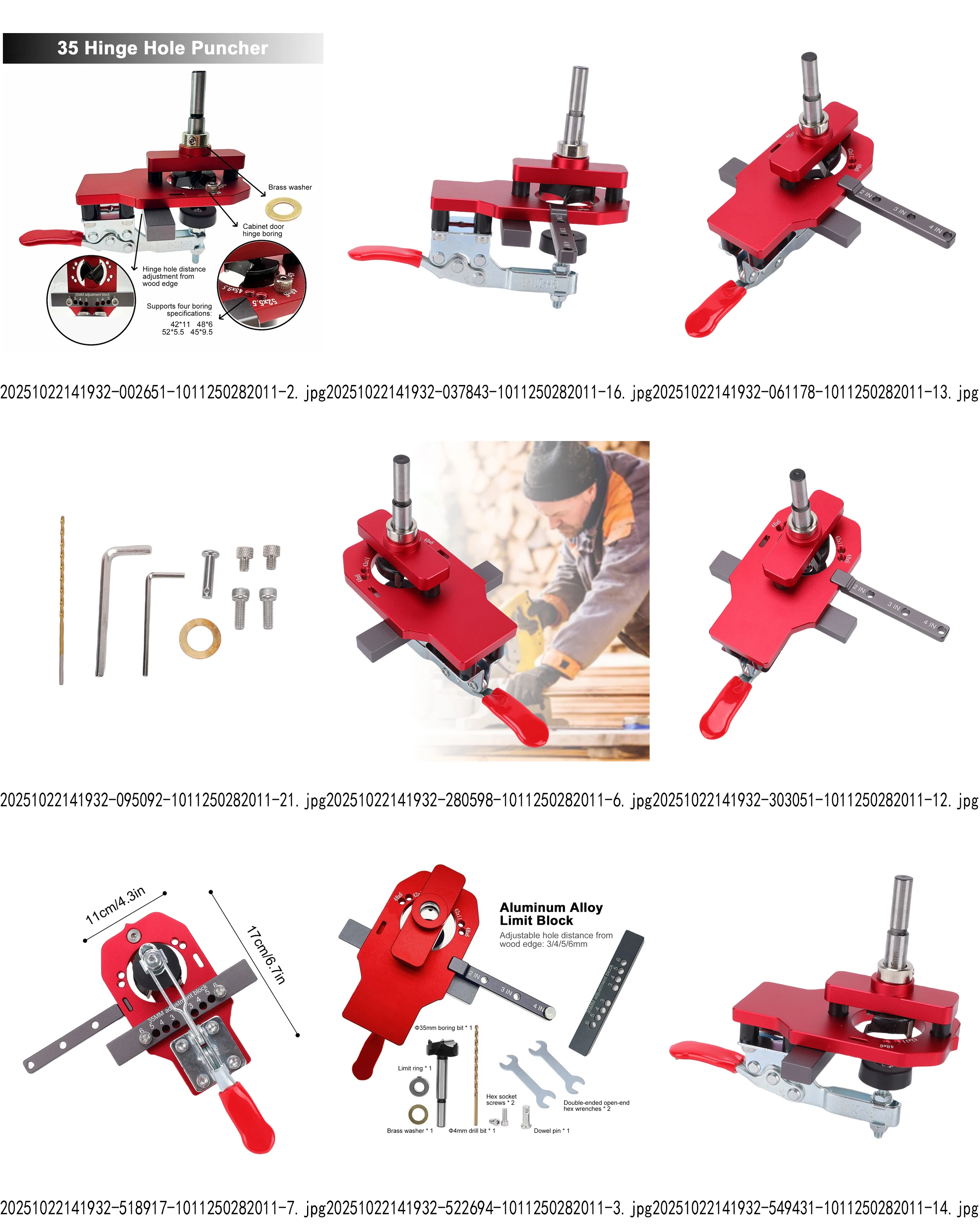 

Cabinet Door Hinge Drilling Jig 35mm Hinge Bore Woodworking Mounting Tool for Cabinet Hinges - Precision Hole Punching