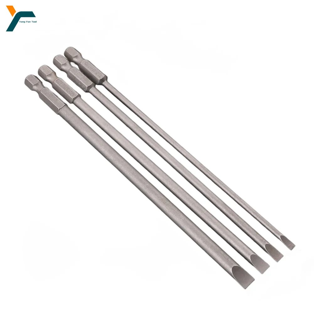 

4Pcs 150mm Slotted Screwdriver Bit 1/4'' Hex Shank Flat Head Wind Driver Drill Wrench Magnetic Socket SL3 SL4 SL5 SL6 Power Tool