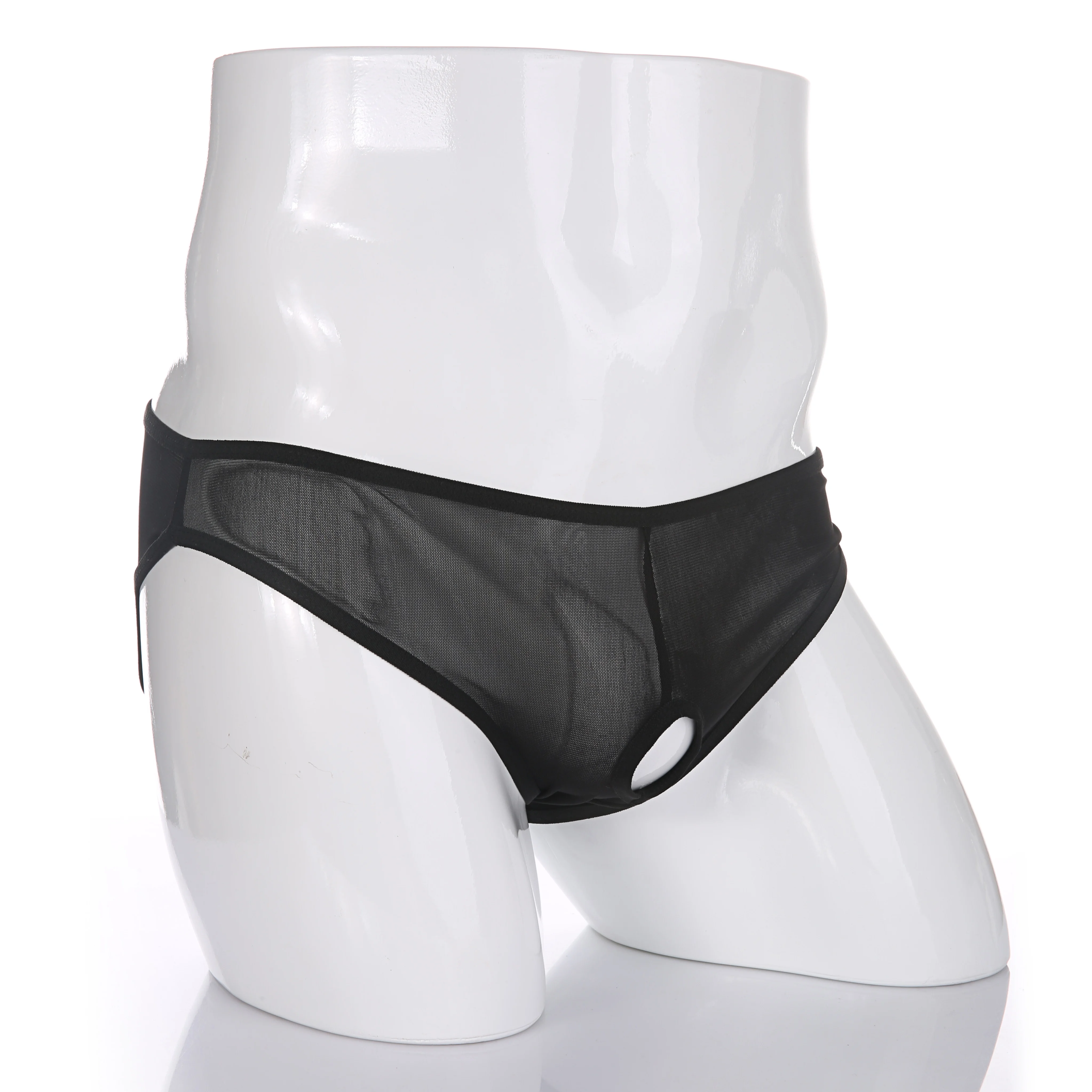 

Mens Mesh Underwear Open Front Pouch Hole Hollow Out Briefs Breathable Sexy Man Lingerie Solid Color Transparent Underpants