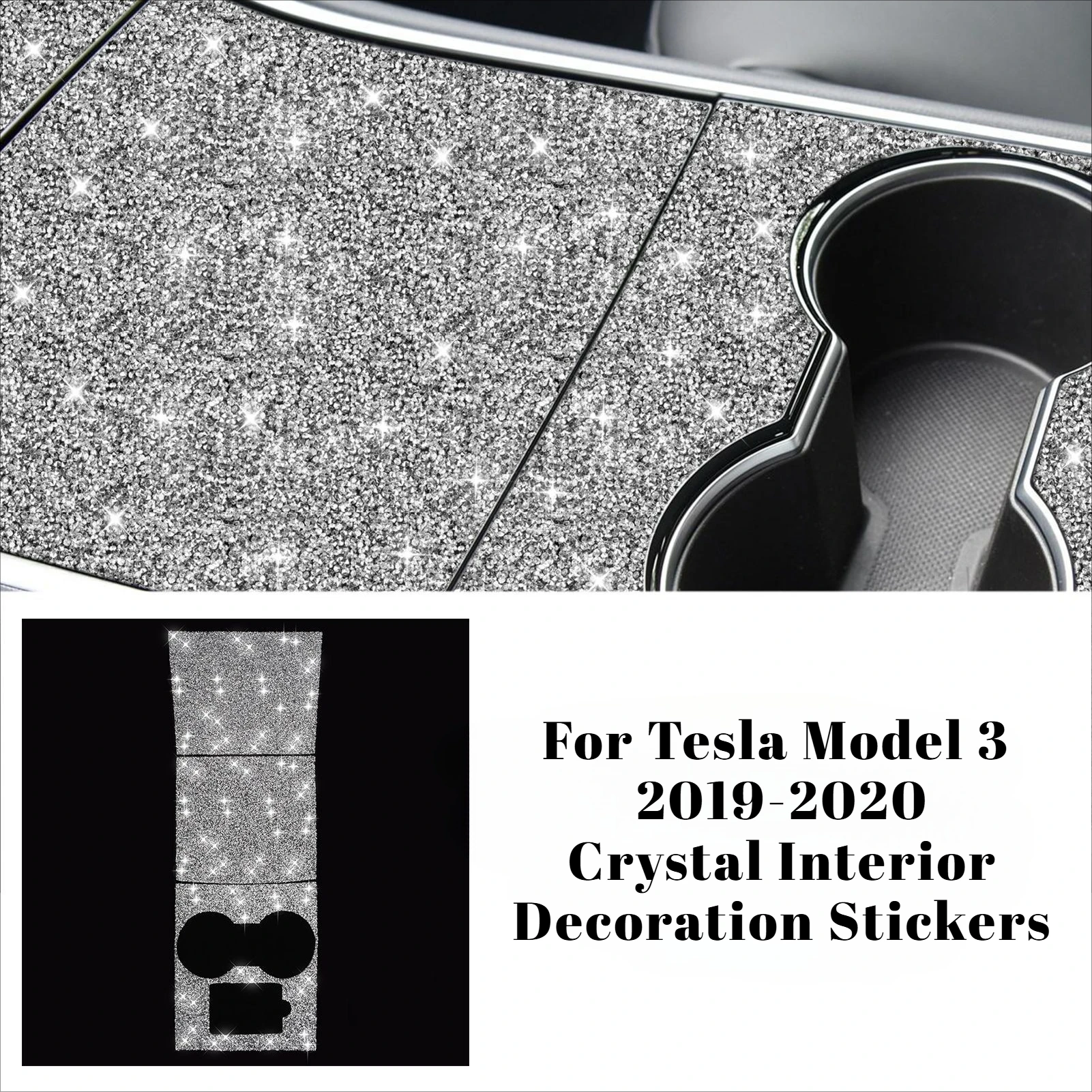

Для Tesla Model 3 19-20: Хрустальные наклейки для декора интерьера, накладка на центральную консоль, алмазные аксессуары для модификации интерьера
