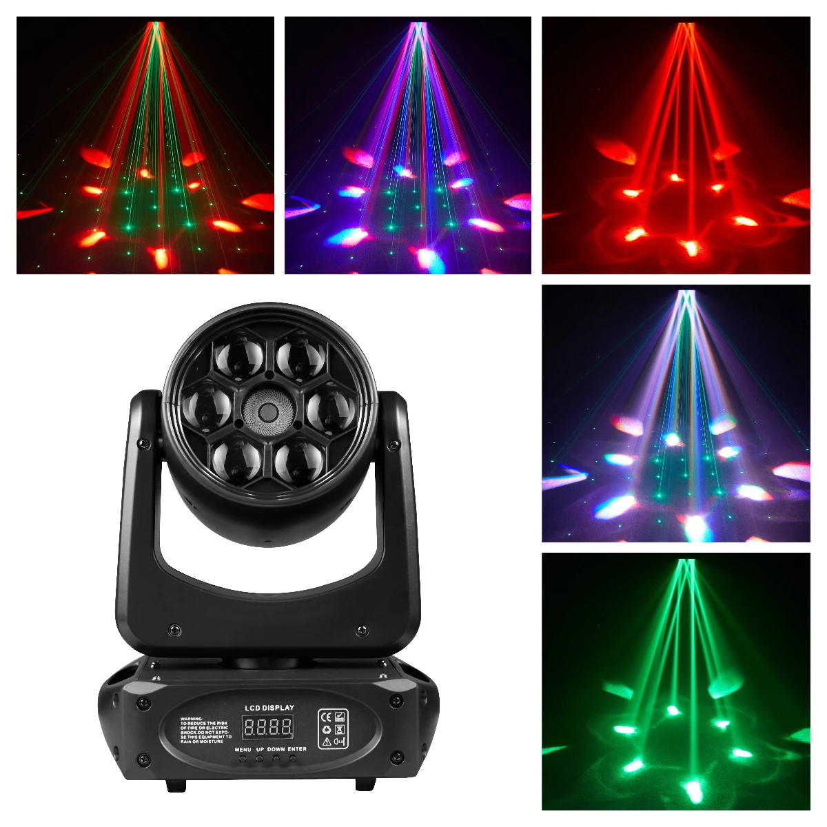 Fireions Little Bee Series Six Bee Eyes + Laser 90W Stage Light Moving Head Light Laser Light DMX512KTV House Party Disco DJ Bar