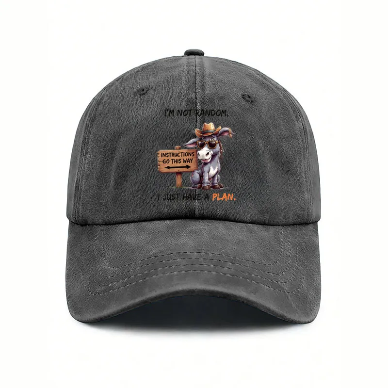 Fun Cartoon Donkey Print Pattern Unisex Washable Baseball Cap, Comfortable and Soft, Stylish and Simple, Retro and Fresh, Versatile for Everyday Wear